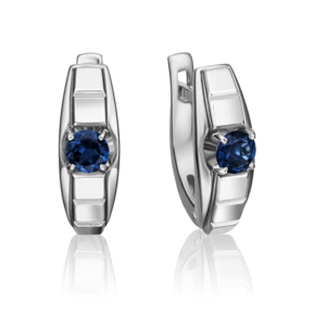 Серьги с английским замком из белого золота с сапфиром 02-4218-00-102-1120-30