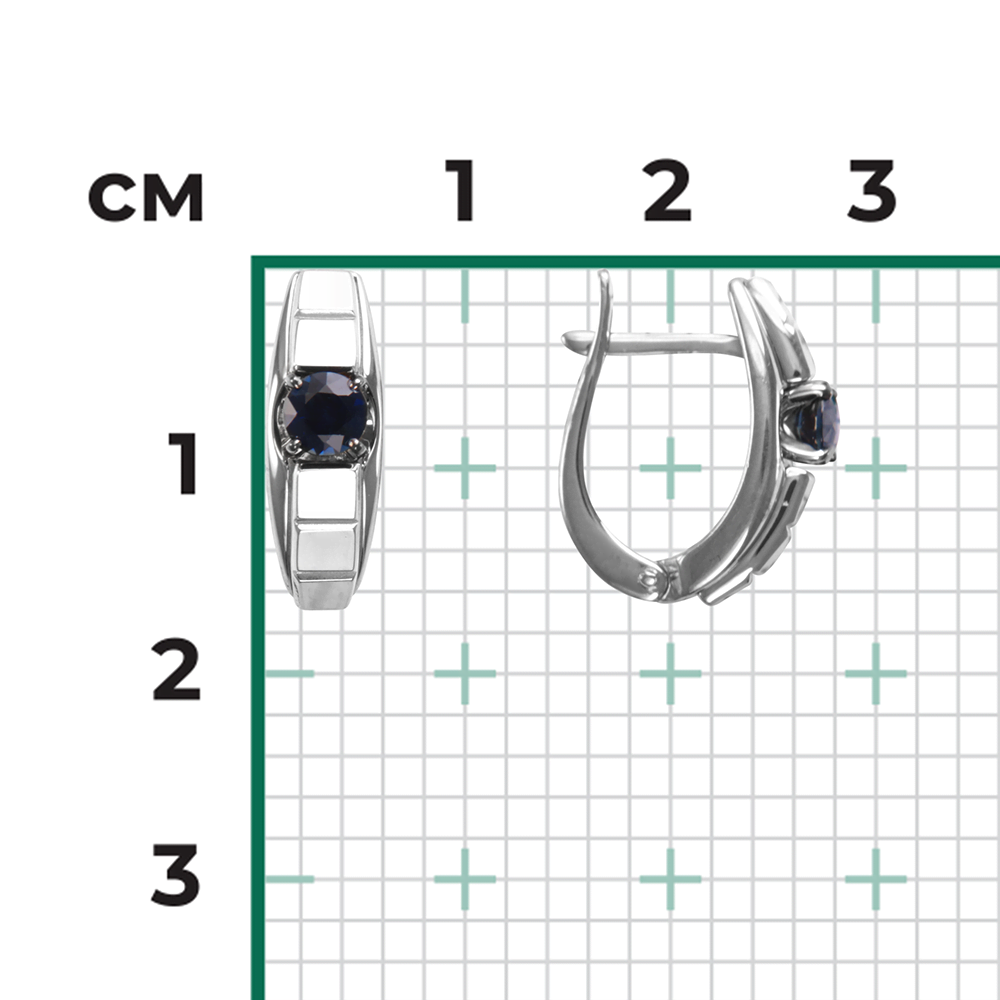 Серьги с английским замком из белого золота с сапфиром 02-4218-00-102-1120-30