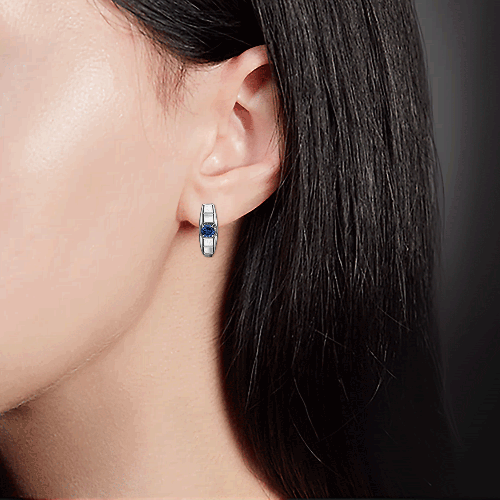 Серьги с английским замком из белого золота с сапфиром 02-4218-00-102-1120-30