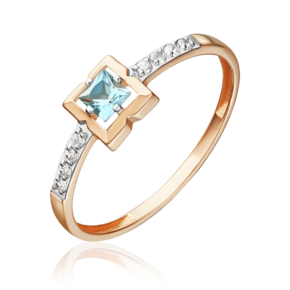 Кольцо из красного золота с топазом и фианитами 01-5993-00-207-1110