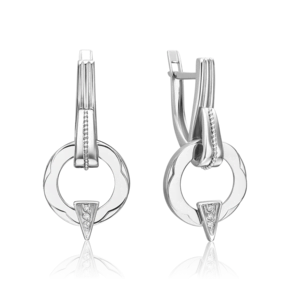 Серьги с английским замком из белого золота с бриллиантами 02-5004-00-101-1120