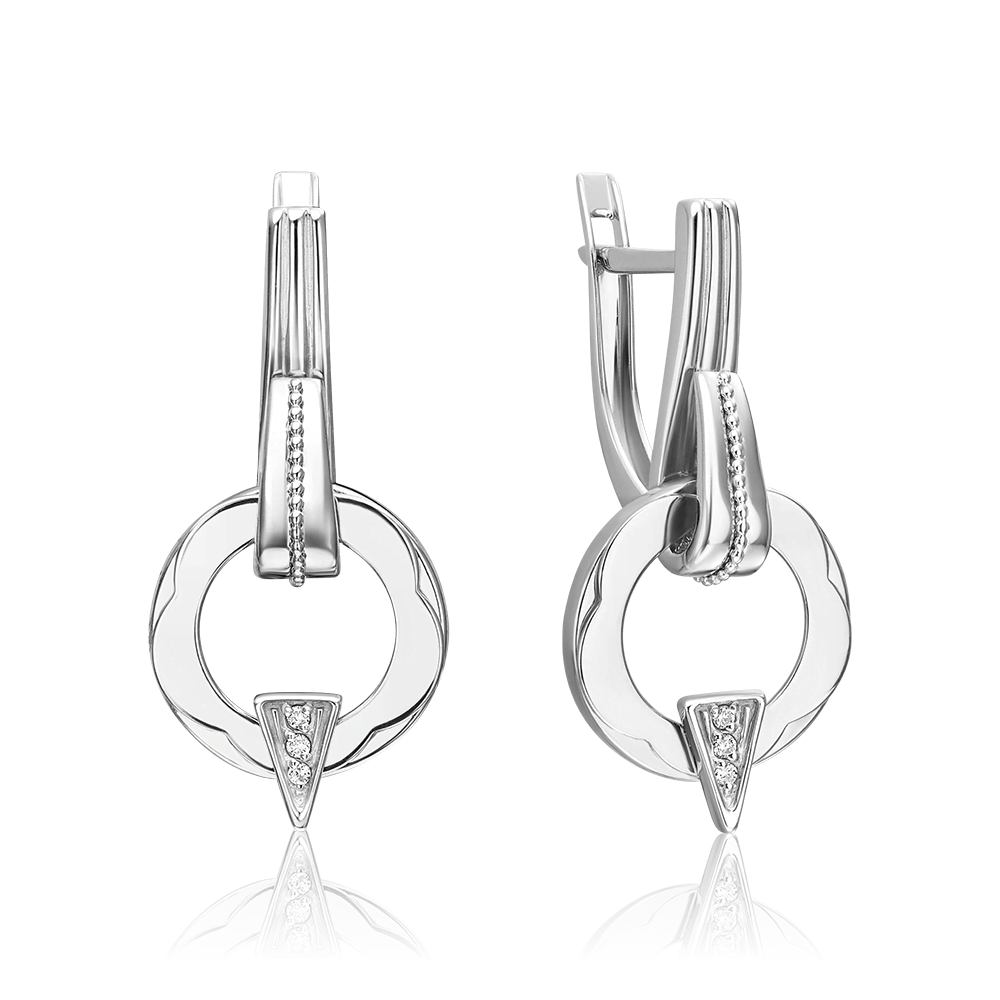 Серьги с английским замком из белого золота с бриллиантами 02-5004-00-101-1120