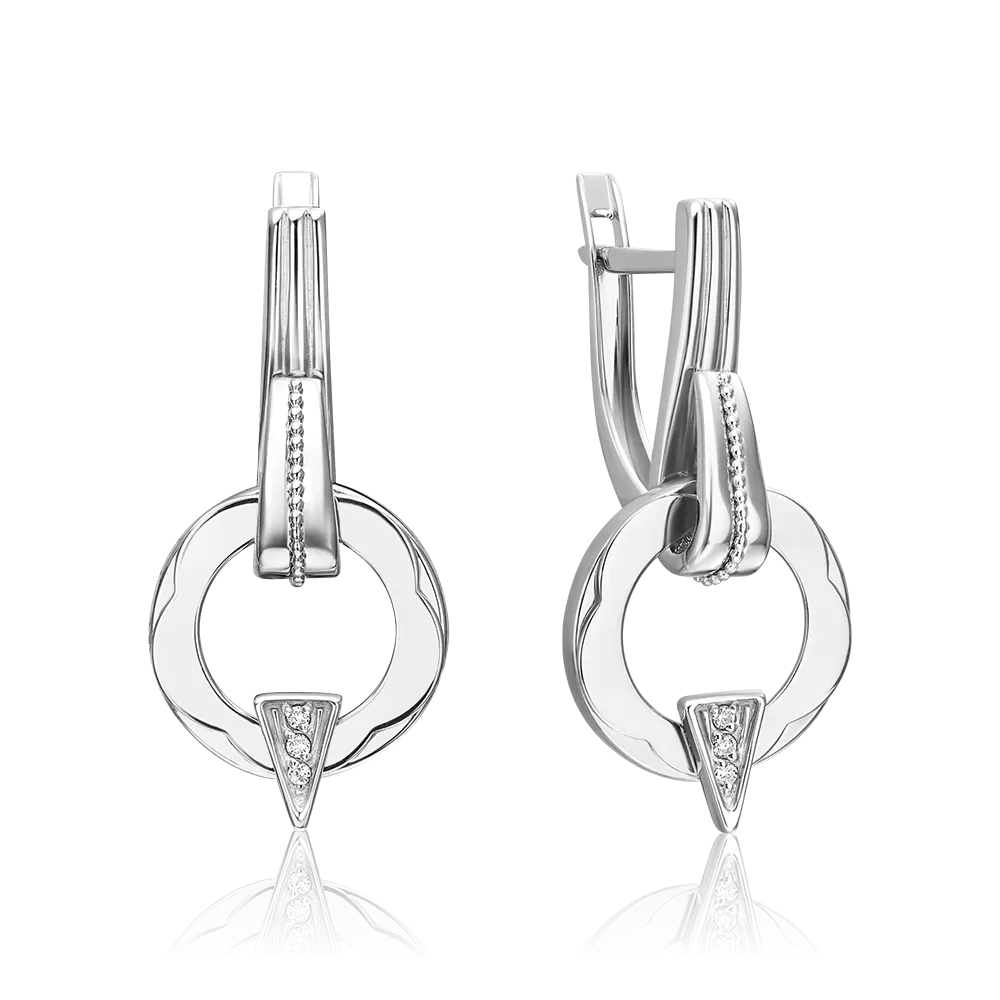 Серьги с английским замком из белого золота с бриллиантами 02-5004-00-101-1120