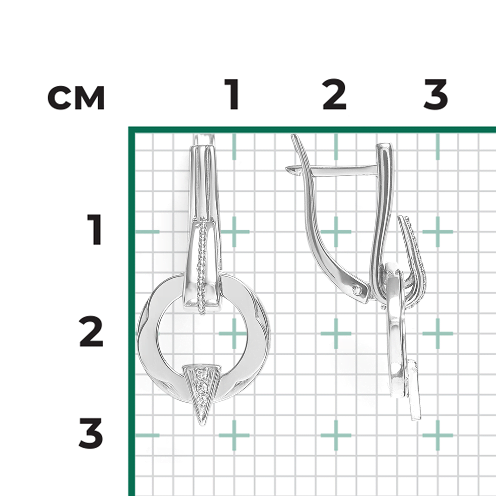 Серьги с английским замком из белого золота с бриллиантами 02-5004-00-101-1120