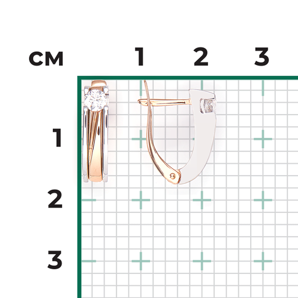 Серьги с английским замком из комбинированного золота с бриллиантом 02-4069-00-101-1111-30