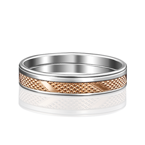 Обручальное кольцо из комбинированного золота с алмазной гранью 01-4834-00-000-1111-54