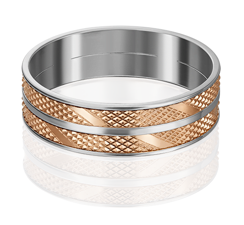 Обручальное кольцо из комбинированного золота с алмазной гранью 01-4835-00-000-1111-54