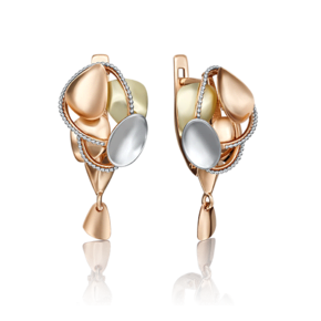 Серьги с английским замком из комбинированного золота 02-4271-00-000-1113-66