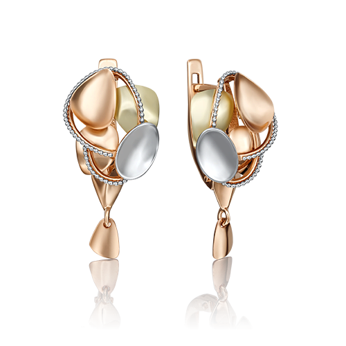 Серьги с английским замком из комбинированного золота 02-4271-00-000-1113-66