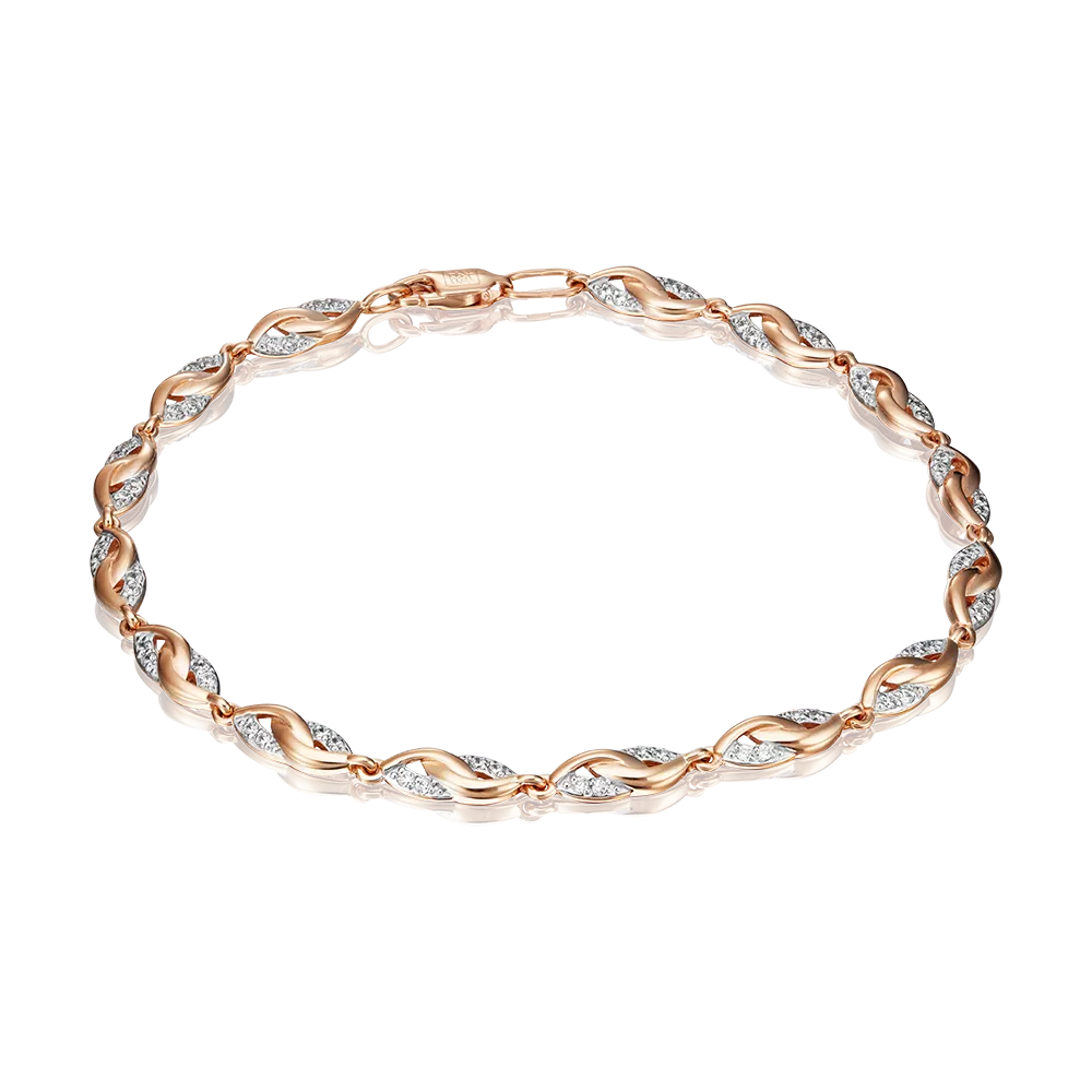 Браслет из красного золота с фианитами 05-0512-00-401-1110-24