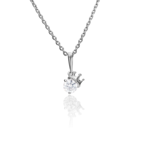 Подвеска «Корона» из белого золота с фианитом 03-2947-00-501-1120-38