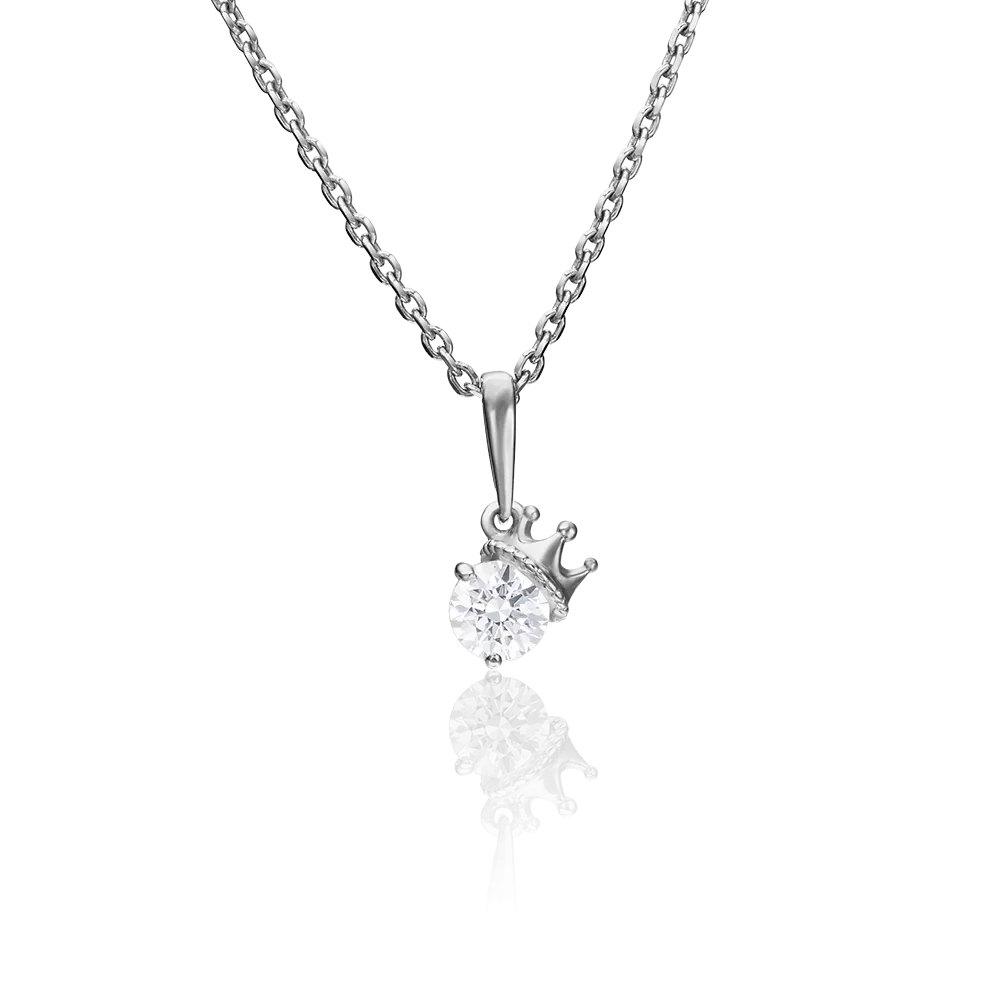 Подвеска «Корона» из белого золота с фианитом 03-2947-00-501-1120-38