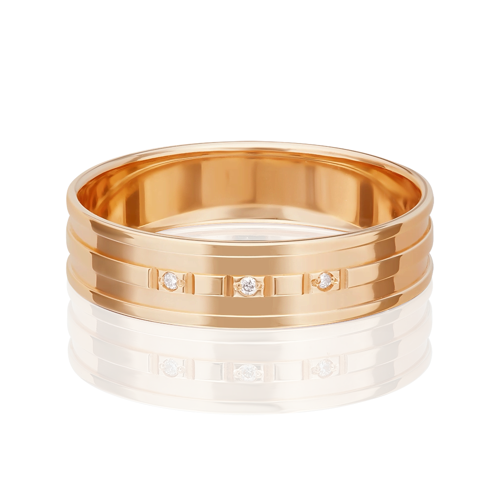 Обручальное кольцо из красного золота с бриллиантами 01-1217-00-101-1110-30