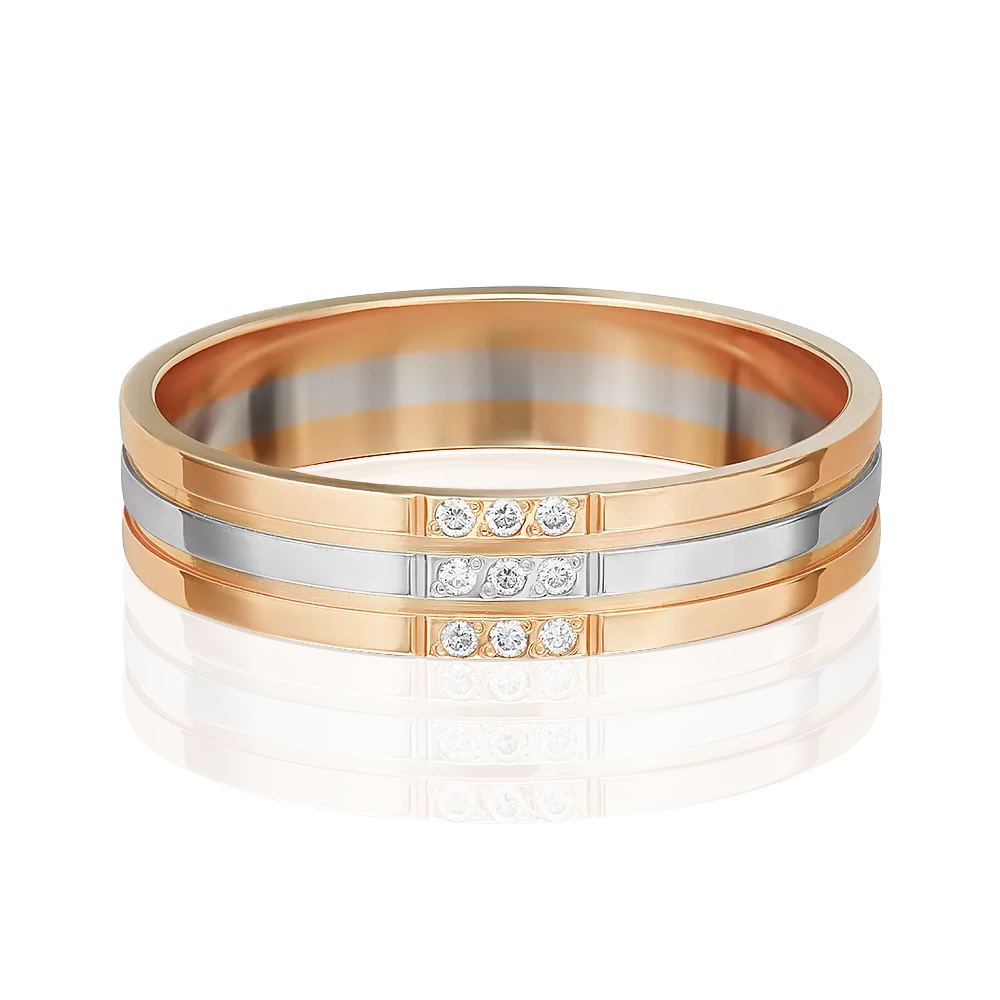 Обручальное кольцо из комбинированного золота с бриллиантами 01-1228-00-101-1111-30