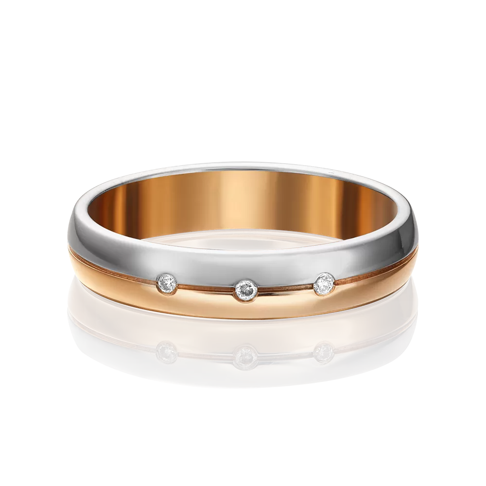 Обручальное кольцо из комбинированного золота с бриллиантами 01-1231-00-101-1111-30