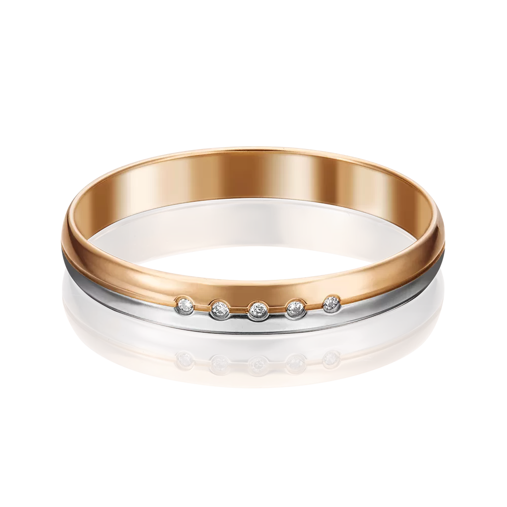 Обручальное кольцо из комбинированного золота с бриллиантами 01-1232-00-101-1111-30