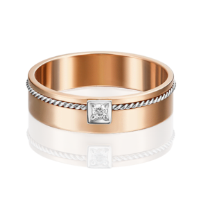 Обручальное кольцо из комбинированного золота с бриллиантом 01-5283-00-101-1111-30