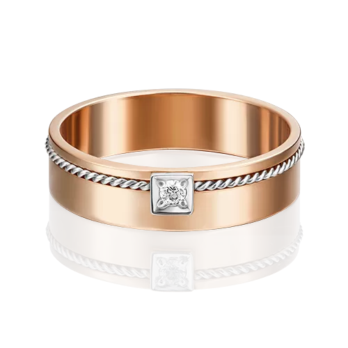 Обручальное кольцо из комбинированного золота с бриллиантом 01-5283-00-101-1111-30