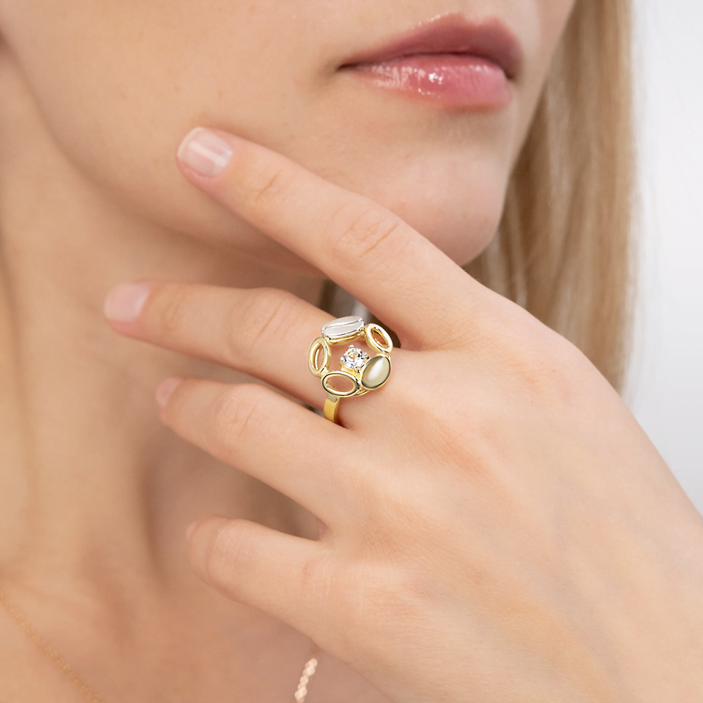 Кольцо из комбинированного золота с натуральным топазом white 01-5561-01-201-1121