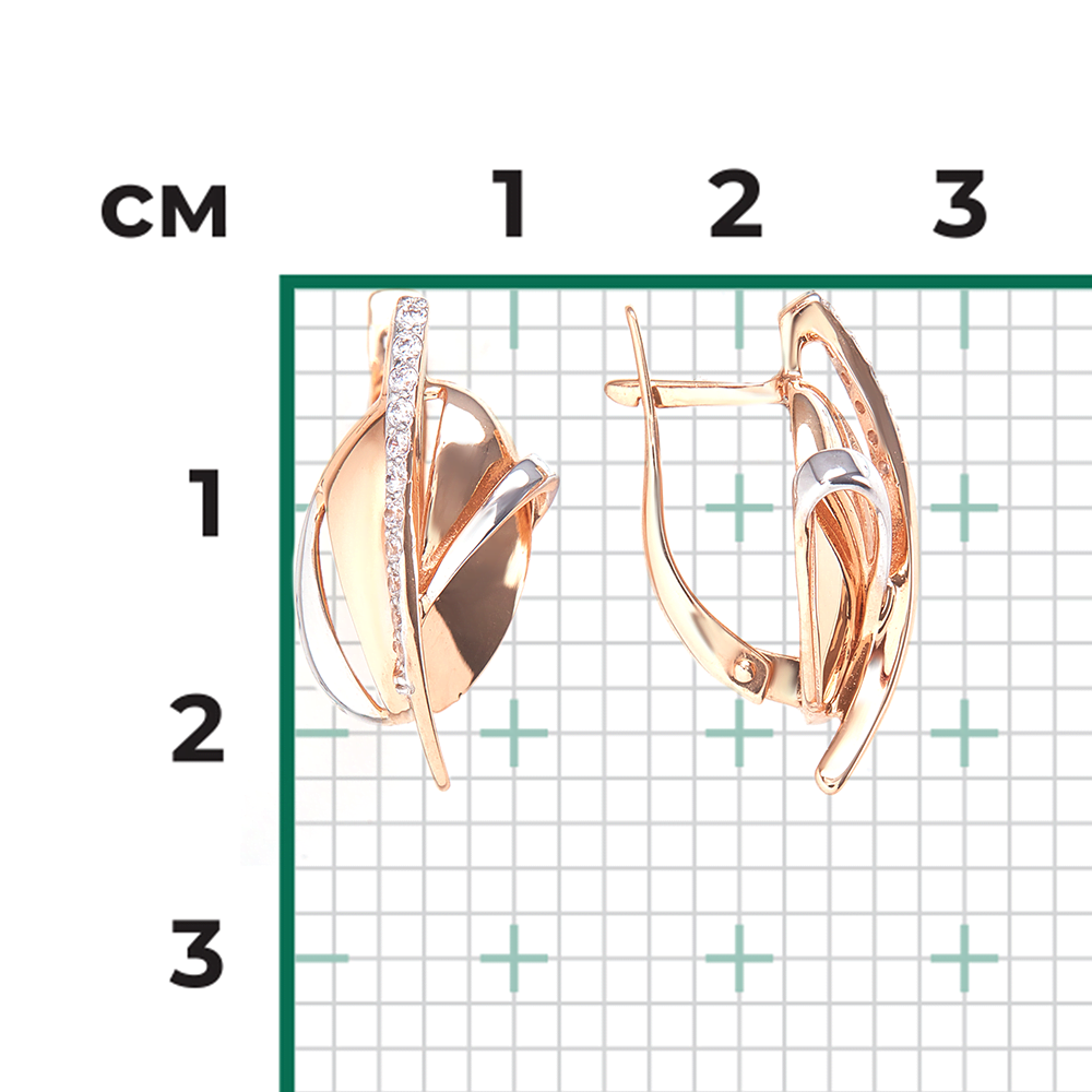 Серьги с английским замком из красного золота с фианитами 02-4340-00-401-1110-48