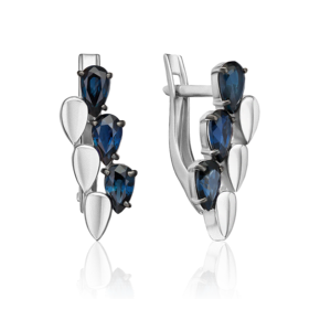 Серьги с английским замком из белого золота с сапфирами 02-5402-00-102-1120