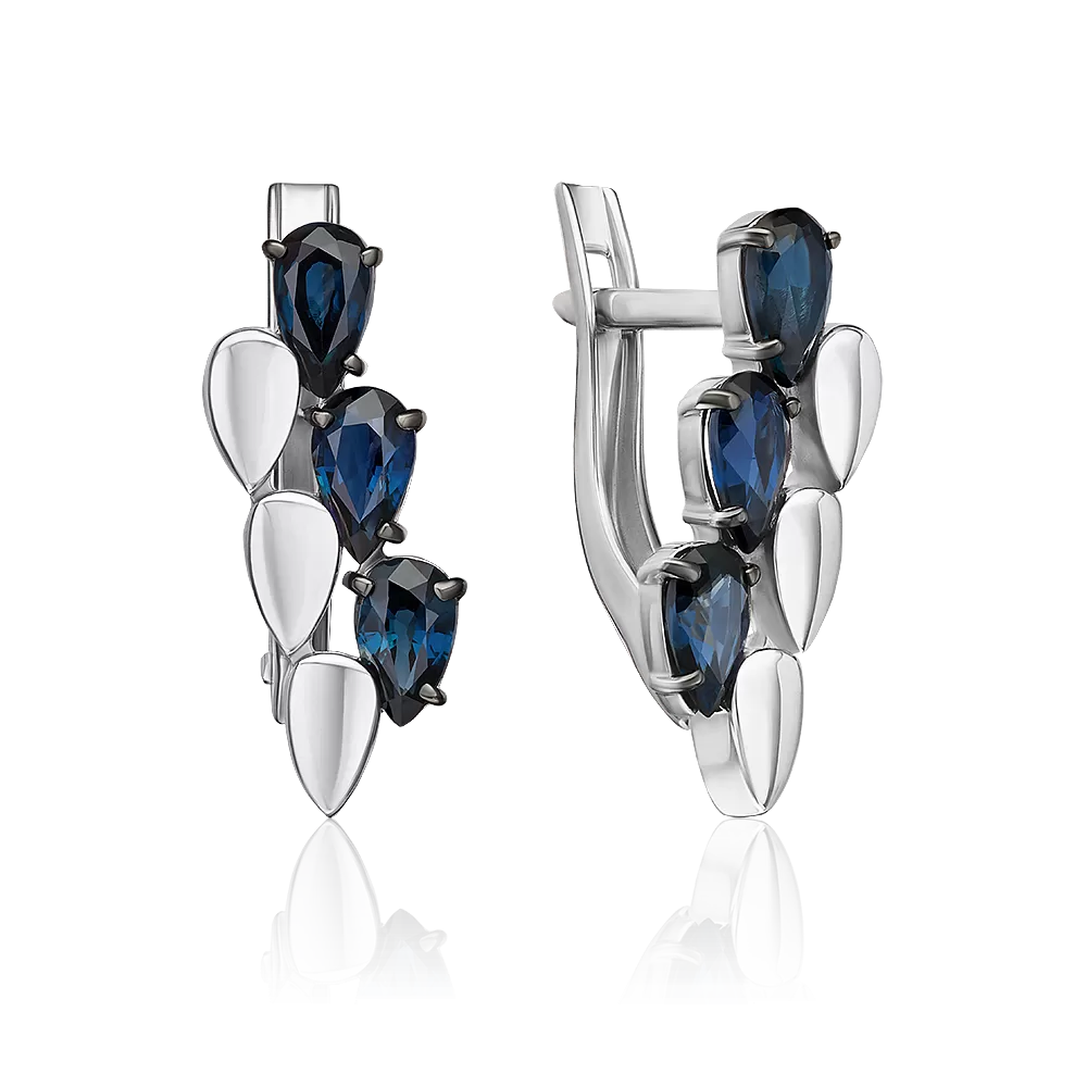 Серьги с английским замком из белого золота с сапфирами 02-5402-00-102-1120