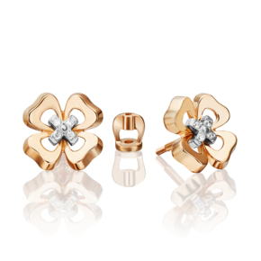 Серьги-пусеты «Клевер. Незабываемые моменты» из комбинированного золота с бриллиантами 02-4814-00-101-1111