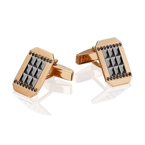 Запонки из комбинированного золота с фианитами 10-0054-00-402-1111-22