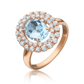 Кольцо из красного золота с топазами и фианитами 01-4300-00-207-1110-46