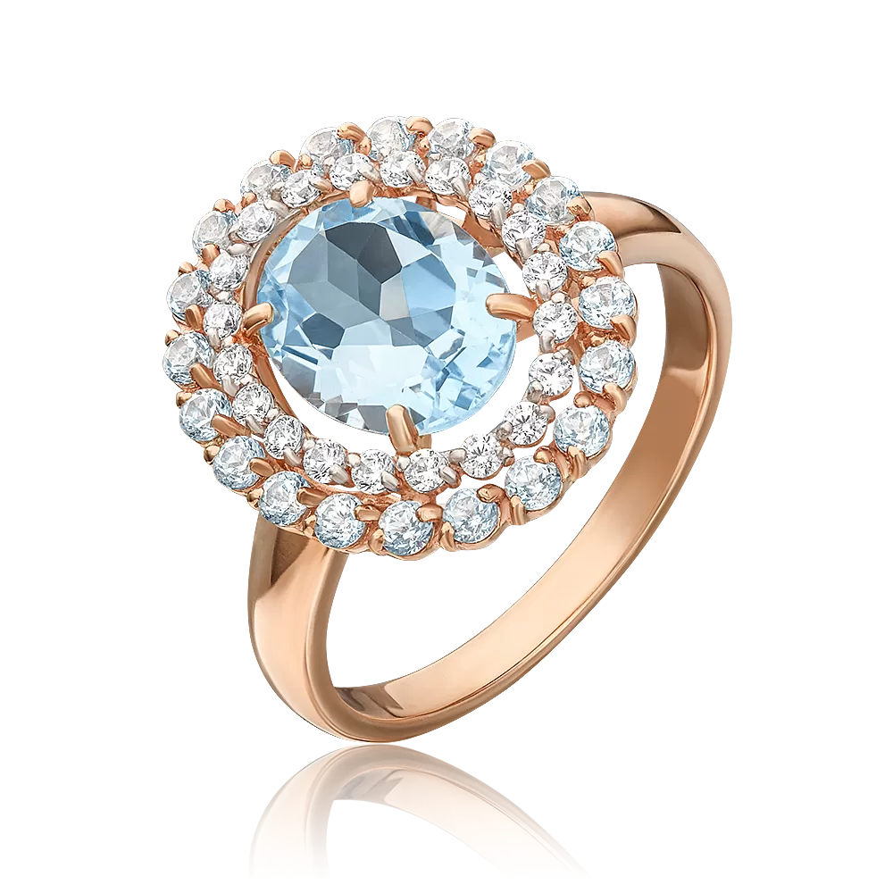 Кольцо из красного золота с топазами и фианитами 01-4300-00-207-1110-46