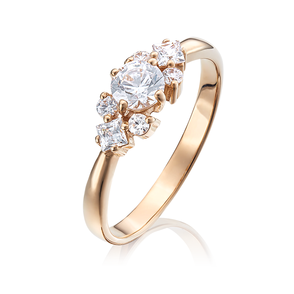 Кольцо из красного золота с фианитами 01-4304-00-501-1110-38