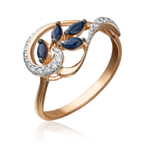 Кольцо из красного золота с сапфирами и бриллиантами 01-1363-00-105-1110-30