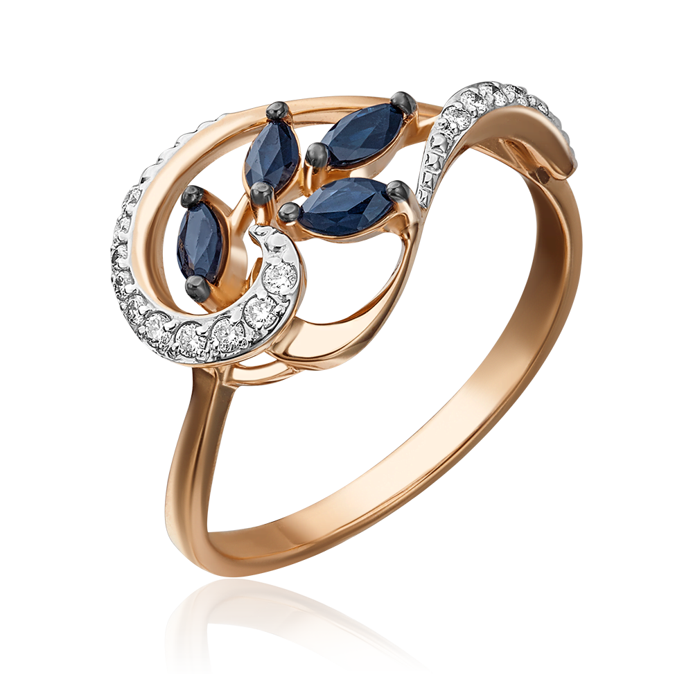 Кольцо из красного золота с сапфирами и бриллиантами 01-1363-00-105-1110-30