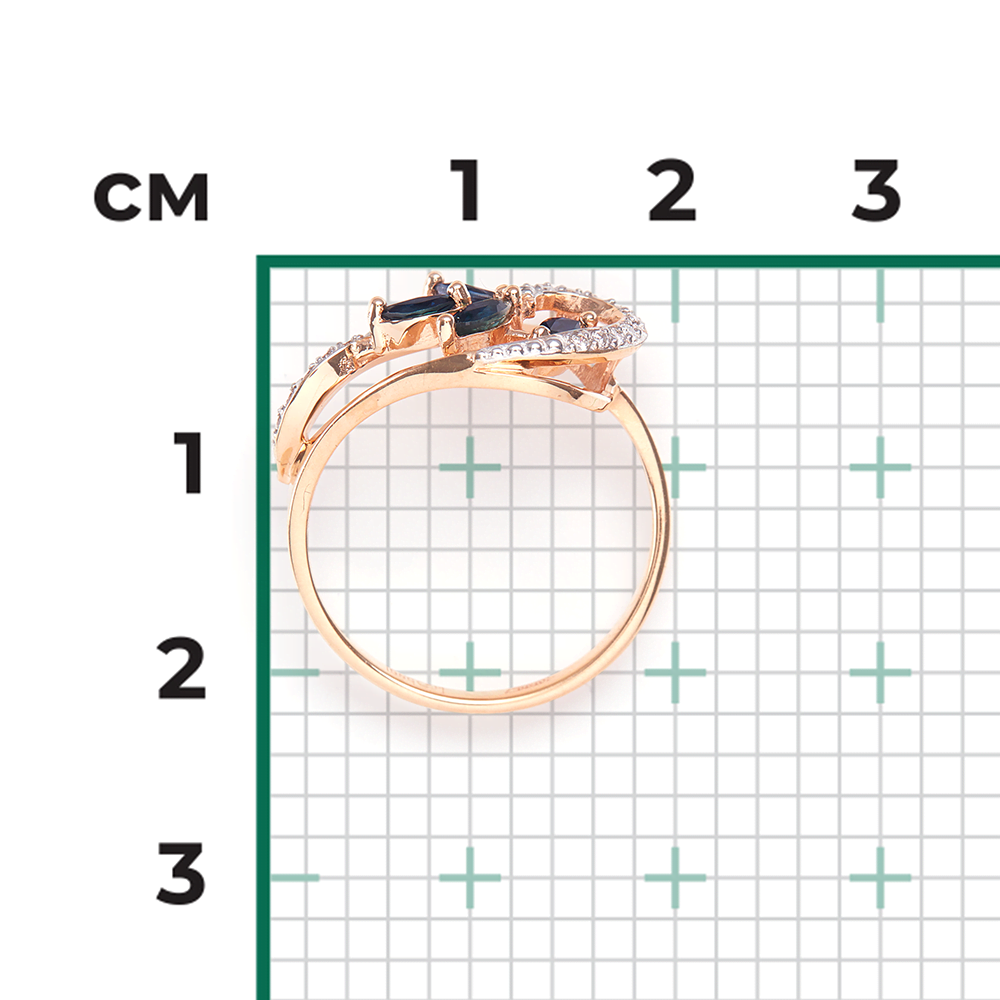Кольцо из красного золота с сапфирами и бриллиантами 01-1363-00-105-1110-30