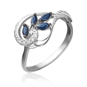 Кольцо из белого золота с сапфирами и бриллиантами 01-1364-00-105-1120-30