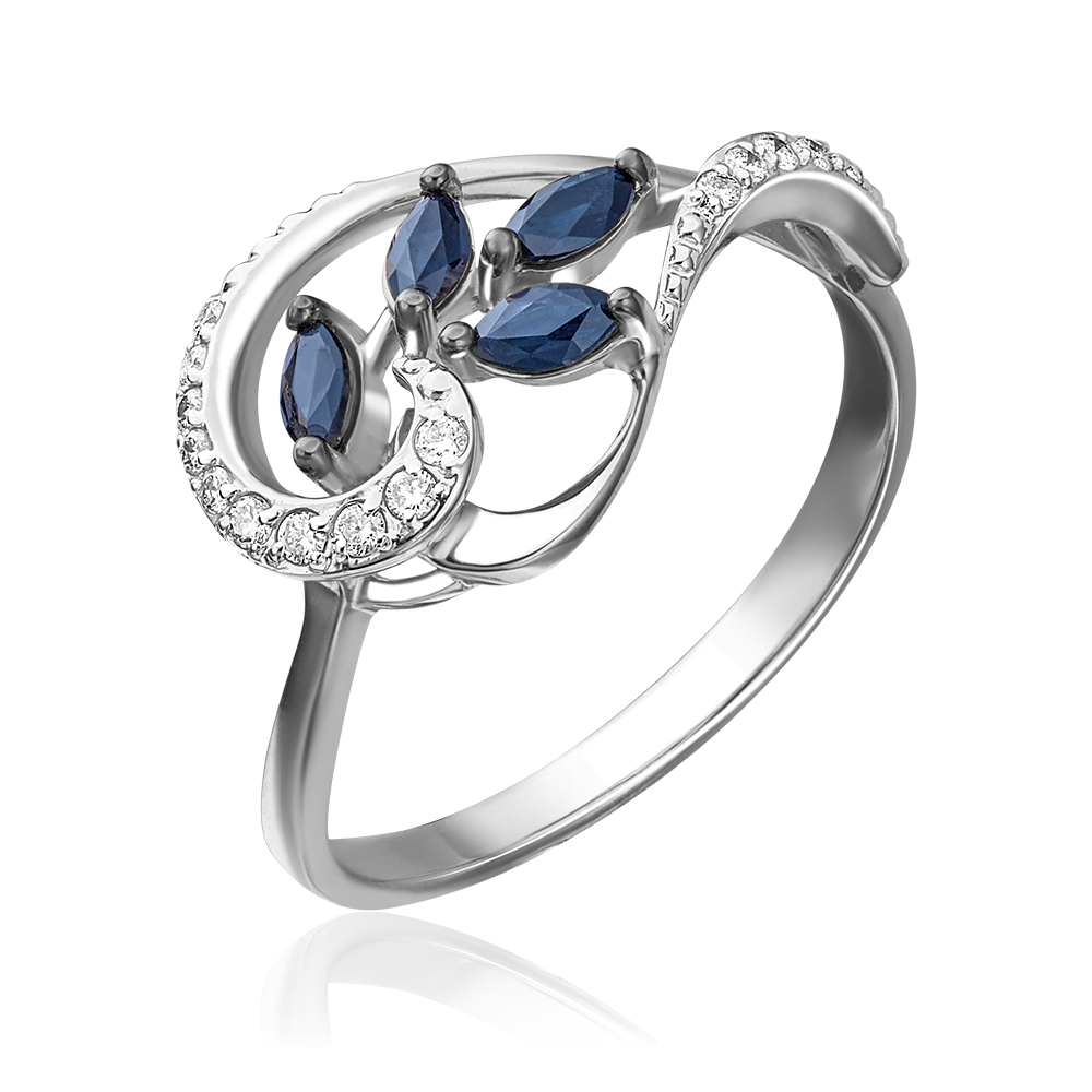 Кольцо из белого золота с сапфирами и бриллиантами 01-1364-00-105-1120-30