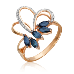 Кольцо из красного золота с сапфирами и бриллиантами 01-1365-00-105-1110-30