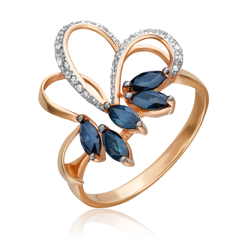 Кольцо из красного золота с сапфирами и бриллиантами 01-1365-00-105-1110-30