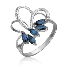 Кольцо из белого золота с сапфирами и бриллиантами 01-1366-00-105-1120-30