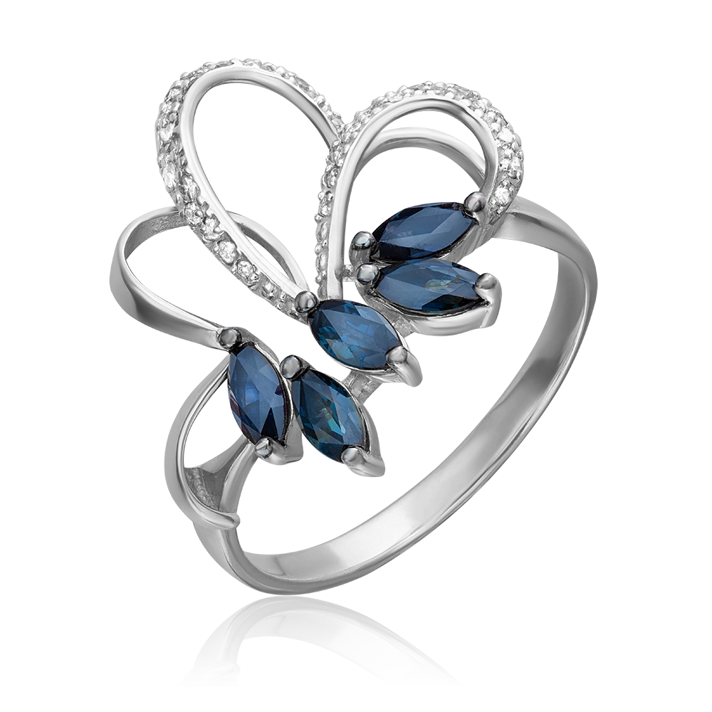 Кольцо из белого золота с сапфирами и бриллиантами 01-1366-00-105-1120-30