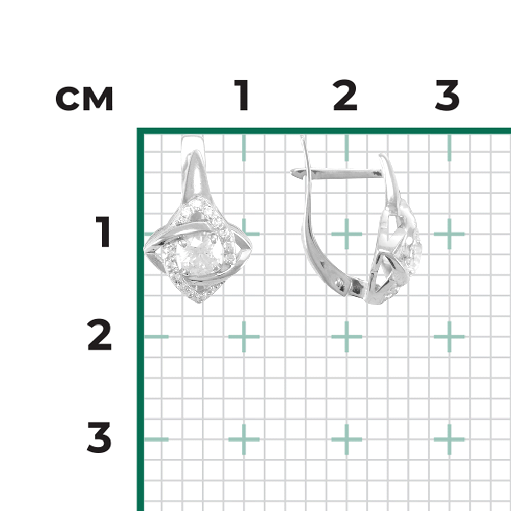 Серьги с английским замком из белого золота с фианитами 02-4403-01-501-1120-38
