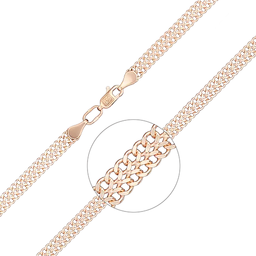 Браслет из красного золота с алмазной гранью (плетение «Ёлочка») 22-0903-060-1110-17