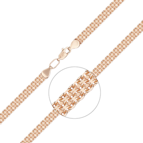 Браслет из красного золота с алмазной гранью (плетение «Бисмарк тройной якорь») 22-2103-060-1110-17