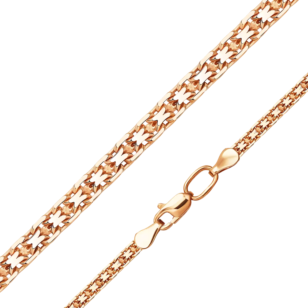 Цепь из красного золота с алмазной гранью (плетение «Бисмарк квадрат») 21-4003-060-1110-17