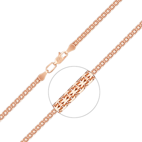 Браслет из красного золота с алмазной гранью (плетение «Бисмарк квадрат») 22-4003-060-1110-17