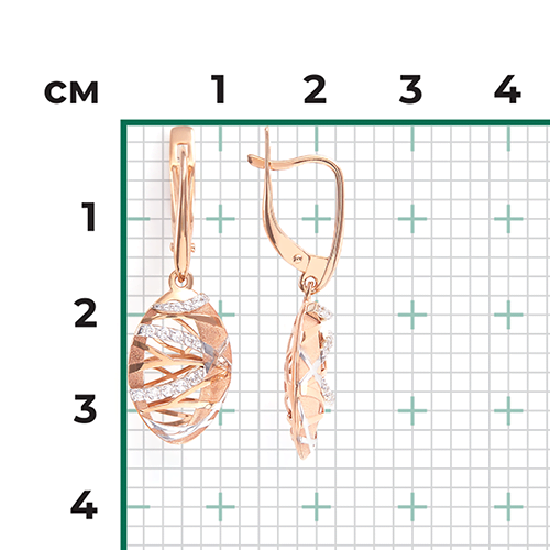 Серьги с английским замком из комбинированного золота с фианитами 02-4019-00-401-1111-48