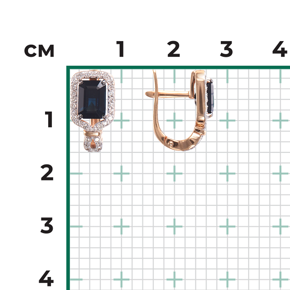 Серьги с английским замком из красного золота с сапфиром и бриллиантами 02-0745-00-105-1110-30