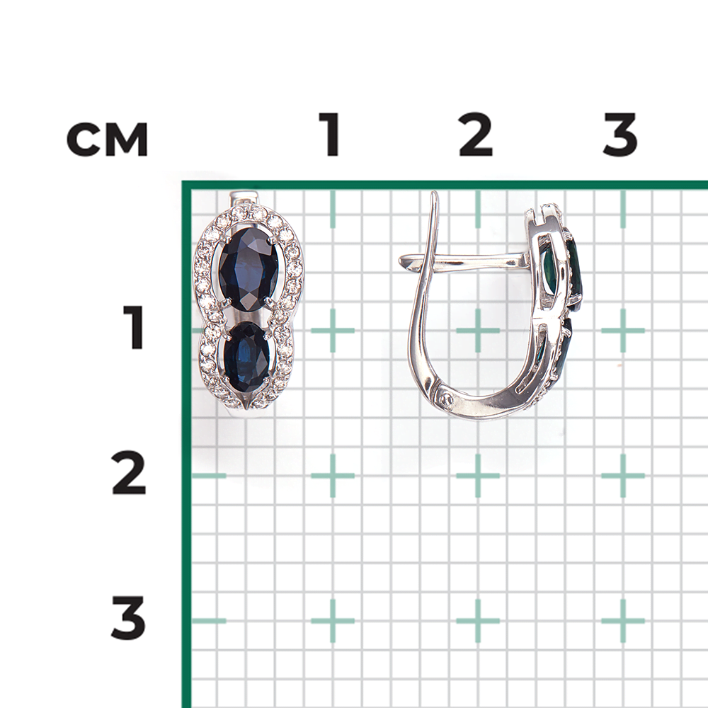 Серьги с английским замком из белого золота с сапфирами и бриллиантами 02-0748-00-105-1120-30