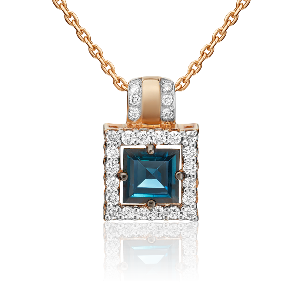 Подвеска из красного золота с сапфиром и бриллиантами 03-0426-00-105-1110-30