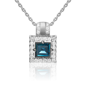 Подвеска из белого золота с сапфиром и бриллиантами 03-0427-00-105-1120-30